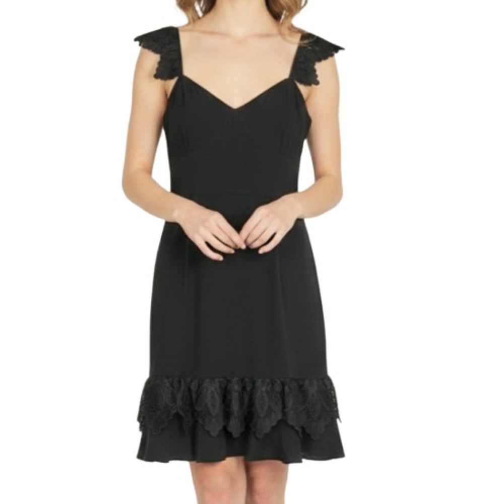FOXIEDOX Lace Trim Mini Dress